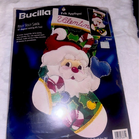 50%off w♥️ Bucilla Felt Stocking Kit “Holly Jolly Santa" Christmas Craft 83661 - Picture 4 of 4